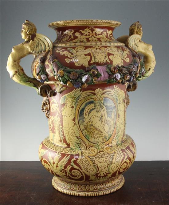 A large Renaissance revival two handled jar, late 19th century, 57cm